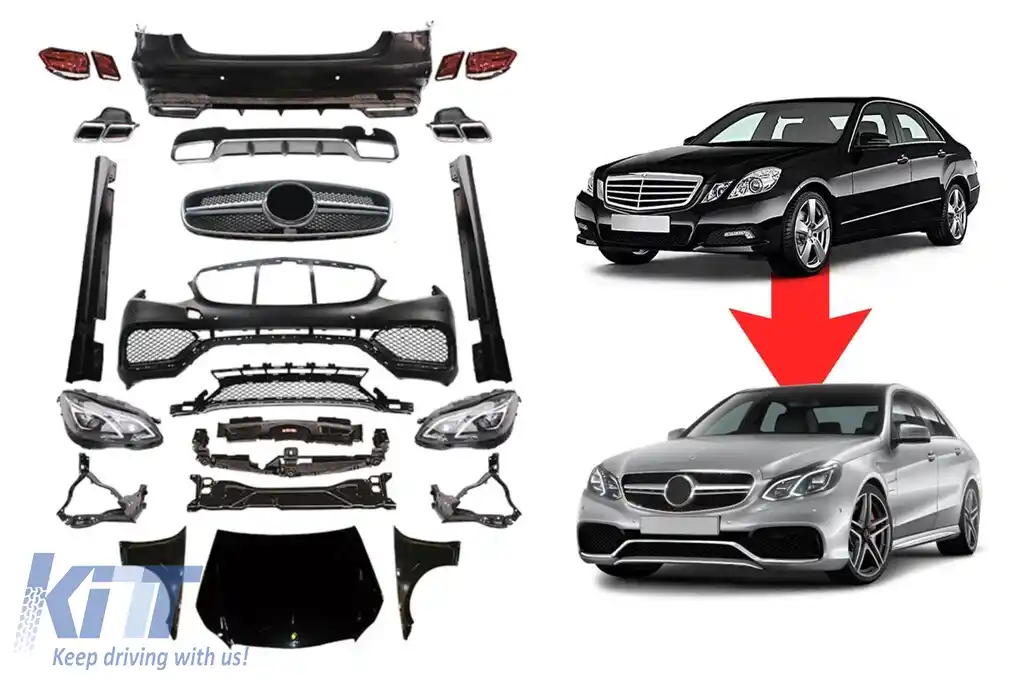 Pachet de tuning potrivit pentru Mercedes E-Class W212 sedan 2009-2014 conversie la W212 Facelift 2014-2016