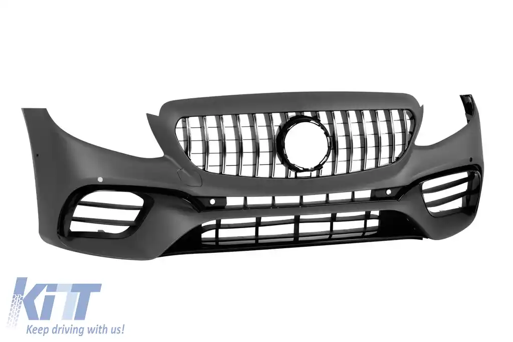 Pachet de tuning tip 63 A design cu grilă GT crom/neagră potrivit pentru Mercedes E-Class W213 2016-2019 cu garnituri negre-image-6139618