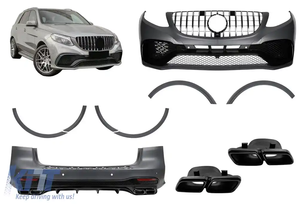 Pachet de tuning tip 63 potrivit pentru Mercedes GLE W166 2015-2018 cu grilă GT