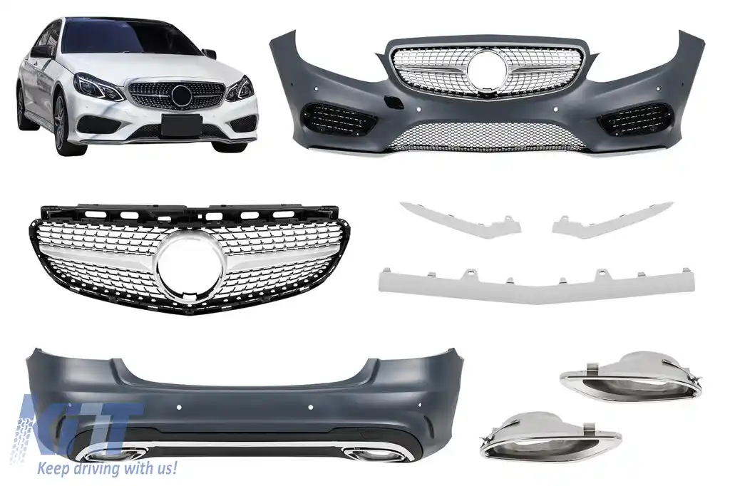 image-71-Pachet de tuning tip Line potrivit pentru Mercedes E-Class W212 sedan 2014-2016 cu capete cromate