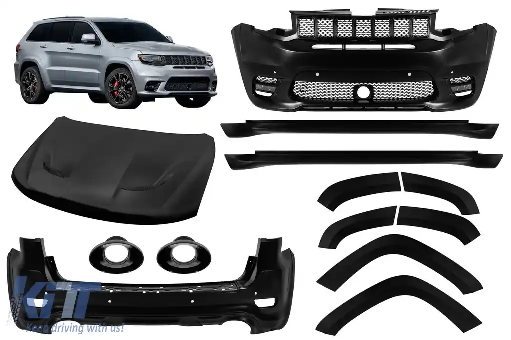 Pachet de tuning tip SRT potrivit pentru Jeep Grand Cherokee 2014-2020 cu capete negre