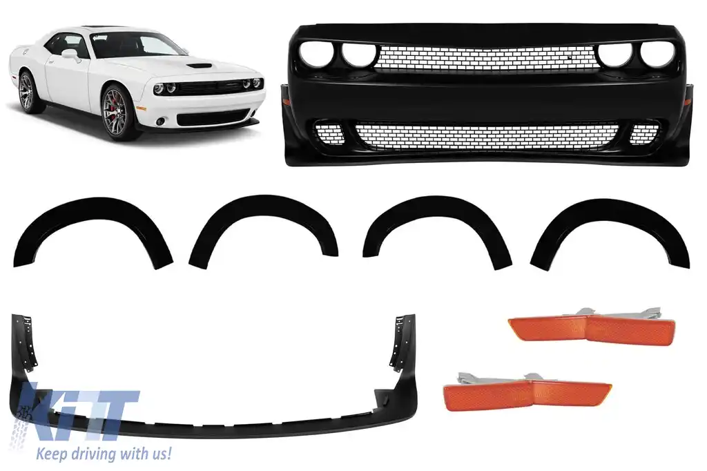 Pachet Demon cu bara frontală și extensii potrivite pentru aripile din față și din spate pentru Dodge Challenger 2015-2021