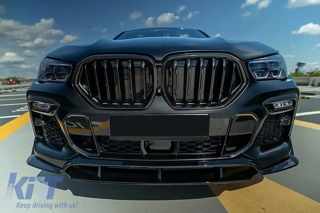 Pachet Exterior Aero compatibil cu BMW X6 G06 (2019-03.2023) M-Tech Black Knight Design Negru Lucios-image-6113242