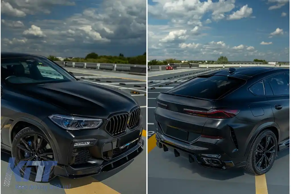 Pachet Exterior Aero compatibil cu BMW X6 G06 (2019-03.2023) M-Tech Black Knight Design Negru Lucios-image-6113244