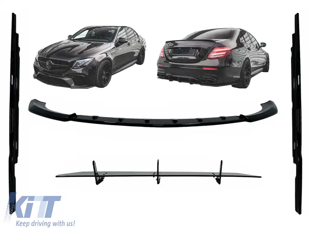 Pachet Exterior Aero compatibil cu Mercedes E-Class E63 W213 S213 (2016-2019) Negru Lucios