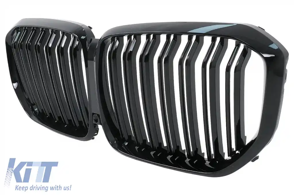 Pachet Exterior Aero cu Grila Centrala compatibil cu BMW X5 G05 (2018-2022) M-Tech Black Knight Design Negru Lucios-image-6080435