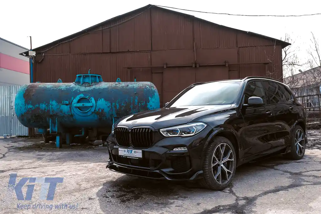 Pachet Exterior Aero cu Grila Centrala compatibil cu BMW X5 G05 (2018-2022) M-Tech Black Knight Design Negru Lucios-image-6091514