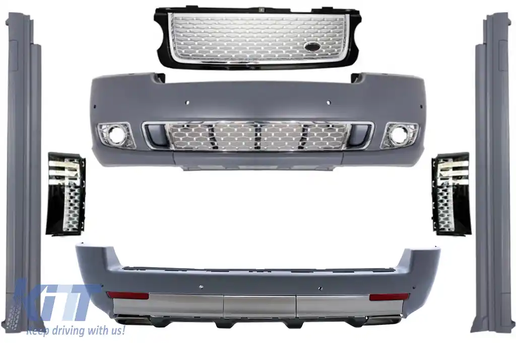 Pachet Exterior Autobiography Design compatibil cu Land Range Rover Vogue L322 (2002-2012) Grile Negru Argintiu