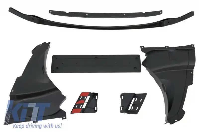 Pachet Exterior compatibil cu BMW Seria 3 F30 F31 Non LCI & LCI (2011-2018) M3 Sport Design cu Aripi Laterale Negru Crom-image-6059030