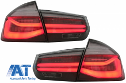 Pachet Exterior compatibil cu BMW Seria 3 F30 (2011-2019) cu Stopuri LED Rosu Fumuriu Semnal Dinamic Secvential-image-6064983