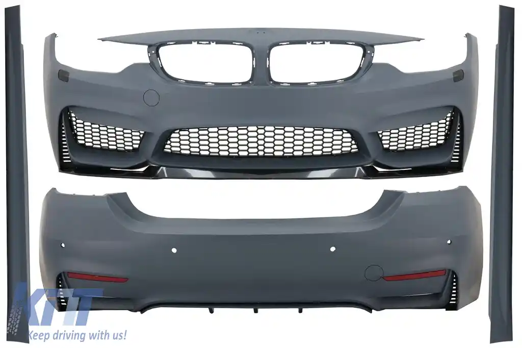 Pachet Exterior compatibil cu BMW Seria 4 F32 F33 (2013-2019) M4 Design Coupe Cabrio cu Ornamente Evacuare M-Power Negre-image-6003245