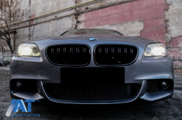 Pachet Exterior compatibil cu BMW Seria 5 F10 (2011-2014) cu Prelungire Bara Fata si Difuzor M-Performance Design-image-6077327