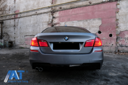 Pachet Exterior compatibil cu BMW Seria 5 F10 (2011-2014) cu Prelungire Bara Fata si Difuzor M-Performance Design-image-6077329