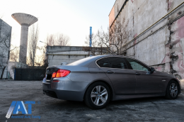 Pachet Exterior compatibil cu BMW Seria 5 F10 (2011-2014) cu Prelungire Bara Fata si Difuzor M-Performance Design-image-6077330