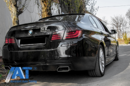 Pachet Exterior compatibil cu BMW Seria 5 F10 (2011-2014) cu Prelungire Bara Fata si Difuzor M-Performance Design-image-6077349
