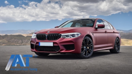 Pachet Exterior compatibil cu BMW Seria 5 G30 (2017-2019) M5 Design cu Grile Centrale Negru Lucios-image-6038458