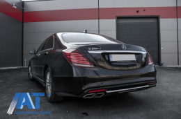 Pachet Exterior compatibil cu Mercedes S-Class W222 (2013-06.2017) S63 Design Cu Ornamente Evacuare-image-6063469