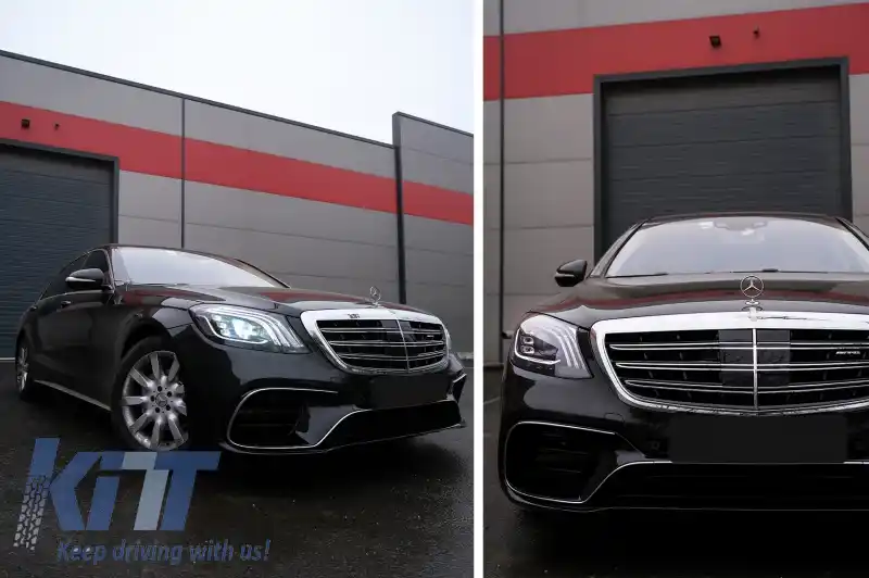 Pachet Exterior compatibil cu Mercedes S-Class W222 Facelift (2013-06.2017) S63 Design Cu Grila Centrala Crom-image-6056619