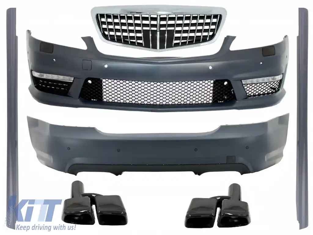 image-43-Pachet Exterior compatibil cu Mercedes S-Class W221 (2005-2011) S63 S65 Design cu Grila Centrala si Ornamente de Evacuare