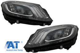 Pachet Exterior compatibil cu Mercedes S-Class W222 Facelift (2013-06.2017) S63 Design cu Faruri si Stopuri Full LED-image-6063350