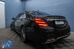 Pachet Exterior compatibil cu Mercedes S-Class W222 Facelift (2013-06.2017) S63 Design cu Lumini LED-image-6090153