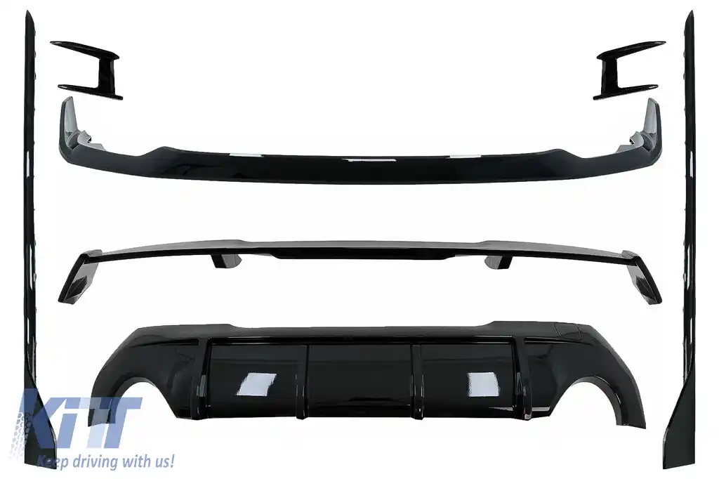 Pachet Exterior Complet Aero compatibil cu BMW Seria 1 F40 (2019+) M Sport Design Negru Lucios