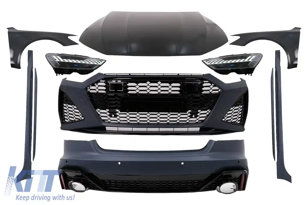 Pachet Exterior Complet compatibil cu Audi A7 4G Facelift (2015-2017) Wide RS Design Conversie la 2020+