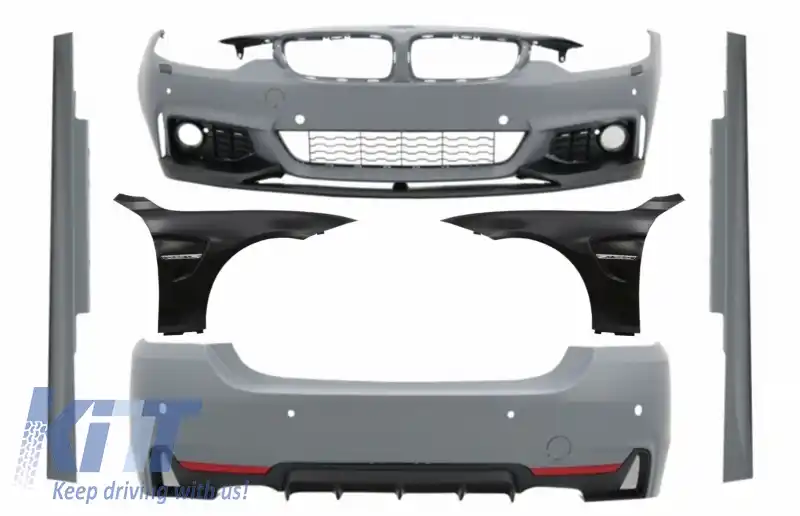 Pachet Exterior Complet compatibil cu BMW 4 Series F32 F33 F36 (2013-2016) Coupe Cabrio cu Aripi Laterale