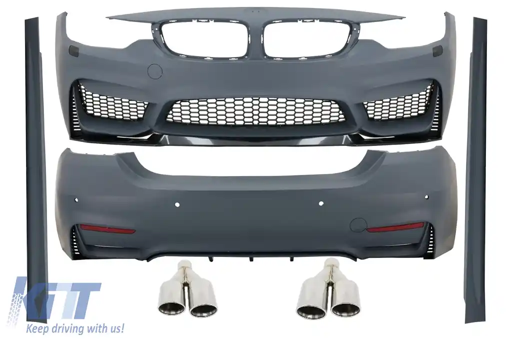 Pachet Exterior Complet compatibil cu BMW Seria 4 F32 F33 (2013-2019) M4 Design Coupe Cabrio cu Ornamente Evacuare M-Power Crom-image-6003268