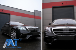 Pachet Exterior Complet compatibil cu Mercedes S-Class W222 (2013-2017) Facelift S63 Design Cu Stopuri Full LED Semnalizare Dinamica-image-6056637