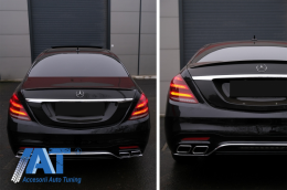 Pachet Exterior Complet compatibil cu Mercedes S-Class W222 (2013-2017) Facelift S63 Design Cu Stopuri Full LED Semnalizare Dinamica-image-6056641