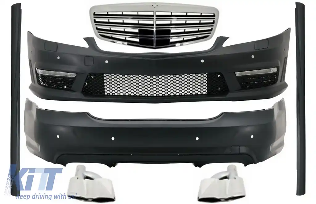 Pachet Exterior Complet compatibil cu Mercedes S-Class W221 (2005-2011) cu Grila Chrom si Ornamente Tobe