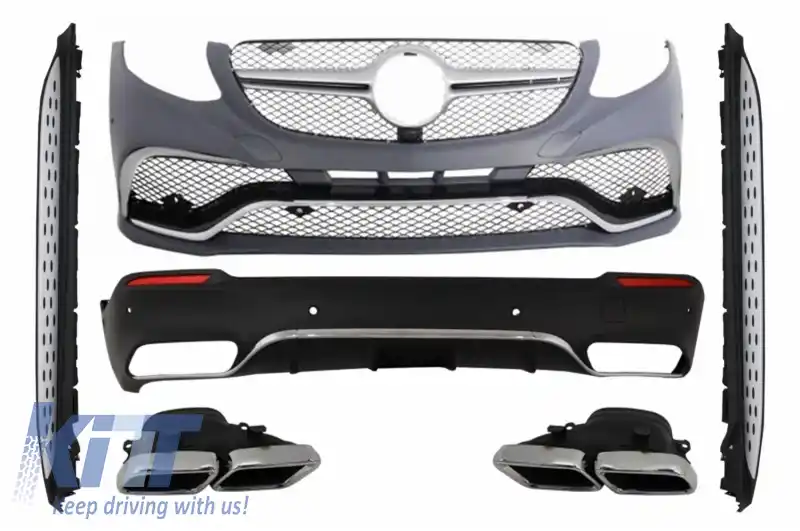 Pachet Exterior Complet compatibil cu Mercedes GLC SUV X253 (2015-07.2019) GLC63 Design cu Praguri Trepte Laterale