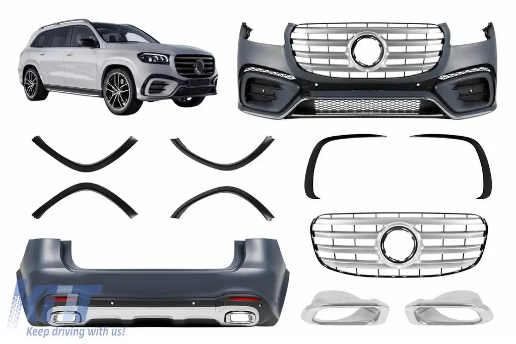 Pachet Exterior Complet compatibil cu Mercedes GLS SUV X167 (2019-2023) Conversie la Sport Line Design-image-6114806