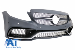 Pachet Exterior Complet si Faruri Full LED compatibil cu Mercedes Clasa C W205 Sedan (2014-2018) C63 Design-image-6046682