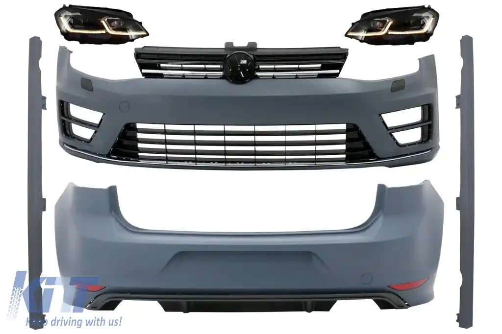 Pachet Exterior cu Faruri G7.5 Look LED Semnal Dinamic compatibil cu VW Golf 7 VII (11/2012-07/2017) R Design