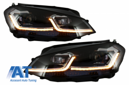 Pachet Exterior cu Faruri G7.5 Look LED Semnal Dinamic compatibil cu VW Golf 7 VII (11/2012-07/2017) R Design-image-6048552