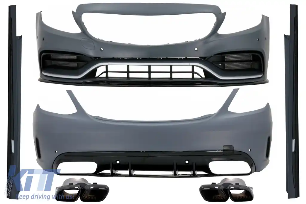 Pachet Exterior cu Ornamente Evacuare compatibil cu Mercedes C-Class W205 Sedan (2014-2020) C63s Edition 1 Design