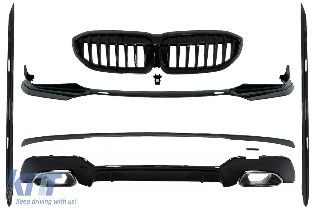 Pachet Exterior Extensii compatibil cu BMW Seria 3 G20 Sedan (2018-2022) M340i Design Negru Lucios