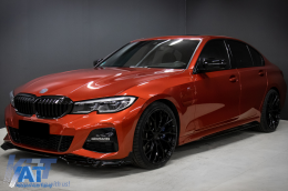 Pachet Exterior Extensii compatibil cu BMW Seria 3 G20 Sedan G21 Touring (2018-up) cu Difuzor de aer si Ornamente evacuare M340i Design Negru Lucios-image-6090453