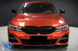 Pachet Exterior Extensii compatibil cu BMW Seria 3 G20 Sedan G21 Touring (2018-up) cu Difuzor de aer si Ornamente evacuare M340i Design Negru Lucios-image-6090454