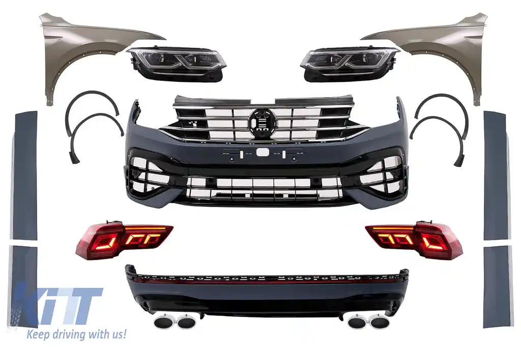 Pachet Exteriot Complet compatibil cu VW Tiguan II Mk2 AD BW (2016-2019) Conversie la 2021 R Design