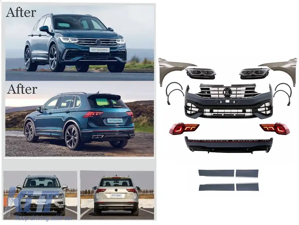 Pachet Exteriot Complet compatibil cu VW Tiguan II Mk2 AD BW (2016-2019) Conversie la 2021 R Design-image-6107097