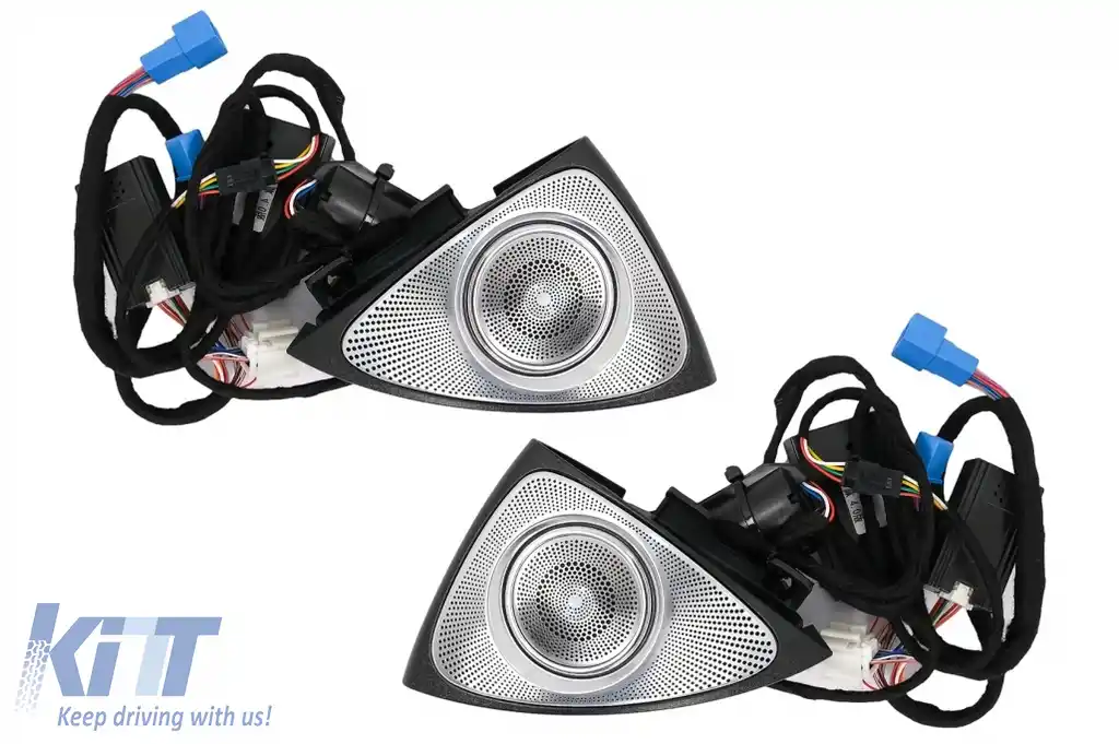 Pachet Grile de aerisire Ornament Difuzor Tweeter LED rotativ 3D cu 64 culori compatibil cu Mercedes E-Class W213 S213 C238 (2016-2019)-image-6104347
