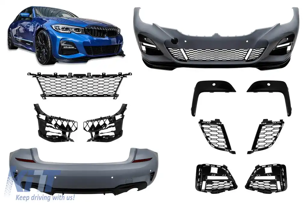 Pachet M Performance Design Design potrivit pentru BMW Seria 3 G20 sedan după 2019 cu PDC, fără ACC, fără lumini de ceață, fără praguri -o--o-