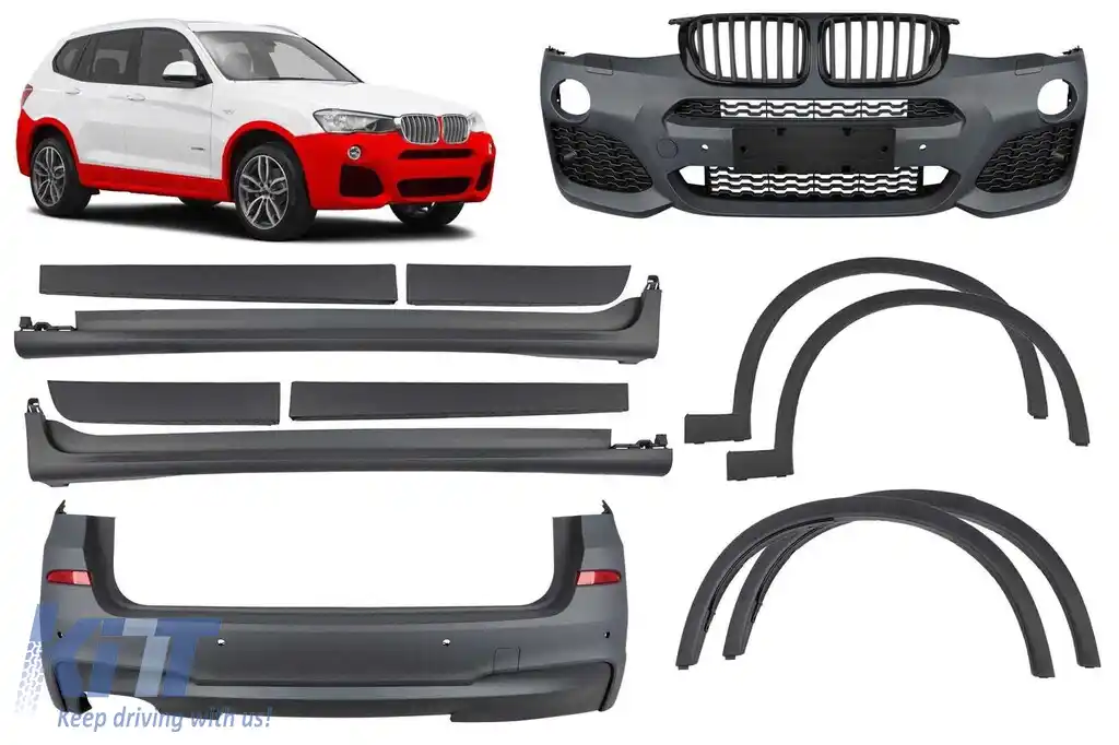 Pachet M potrivit pentru BMW X3 F25 2014-2017 cu deschidere unică pentru țeavă de eșapament dublă --oo-----