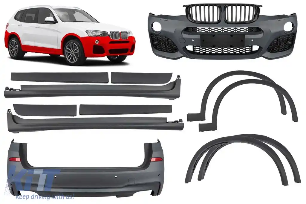 Pachet M potrivit pentru BMW X3 F25 2014-2017 cu difuzor dublu pentru țeavă de eșapament dublă -oo--oo-