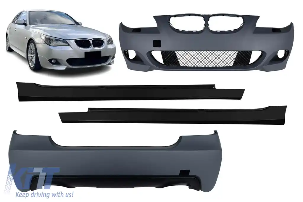 Pachet M-tech potrivit pentru BMW Seria 5 E60 2003-2010 fără PDC, fără proiectoare de ceață, cu difuzor dublu pentru evacuare dublă -oo--oo-
