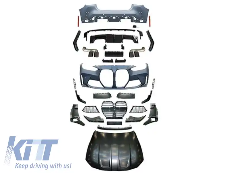 Pachet M4 potrivit pentru BMW Seria 4 G26 Gran Coupe după 2021, cu capotă frontală și duze negre