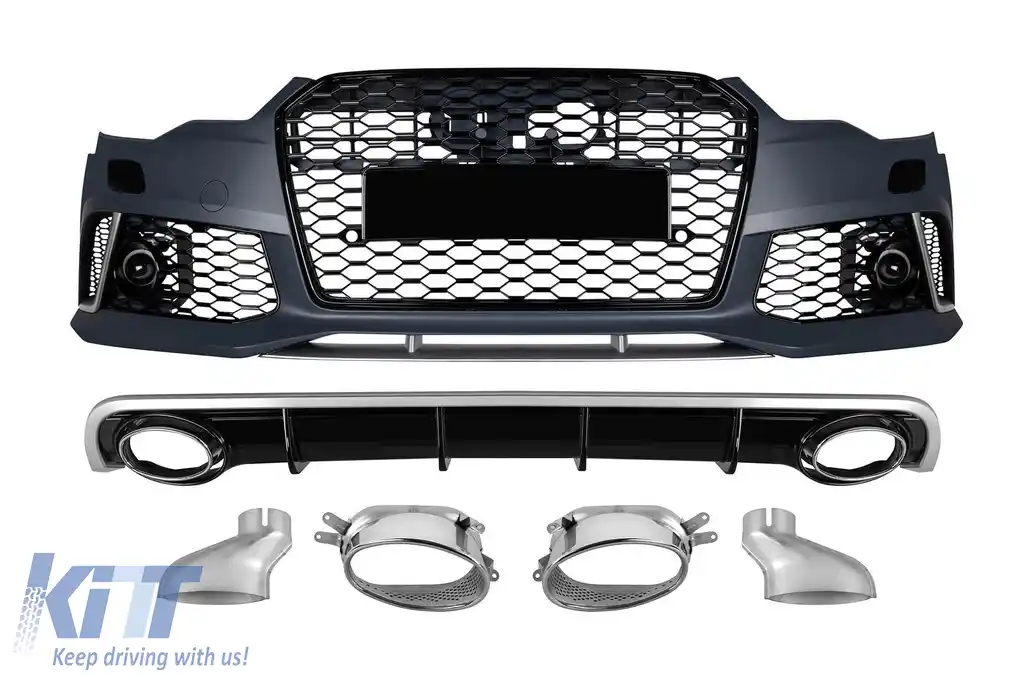 Pachet RS6 potrivit pentru Audi A6 C7 sedan, break 2011-2015 pentru modelul cu bara de protecție spate standard